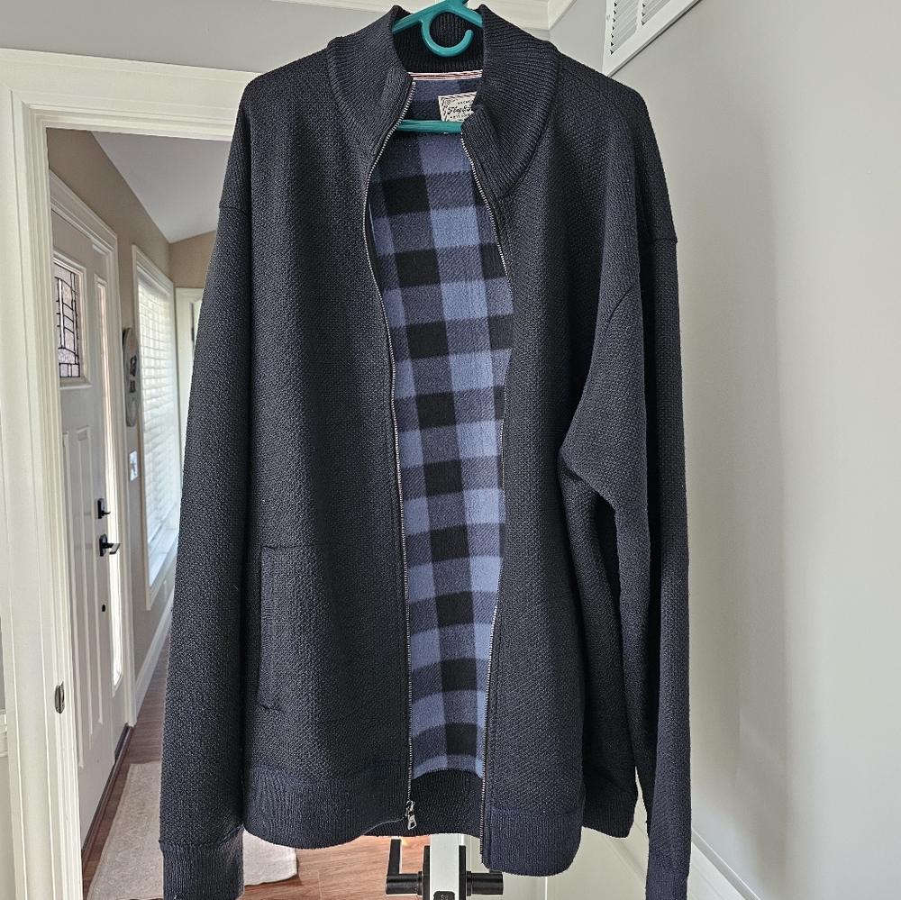 RHINELAND FULL-ZIP FLEECE-LINED SWEATER BIG & TALL - DARK NAVY HEATHER / 2XLB